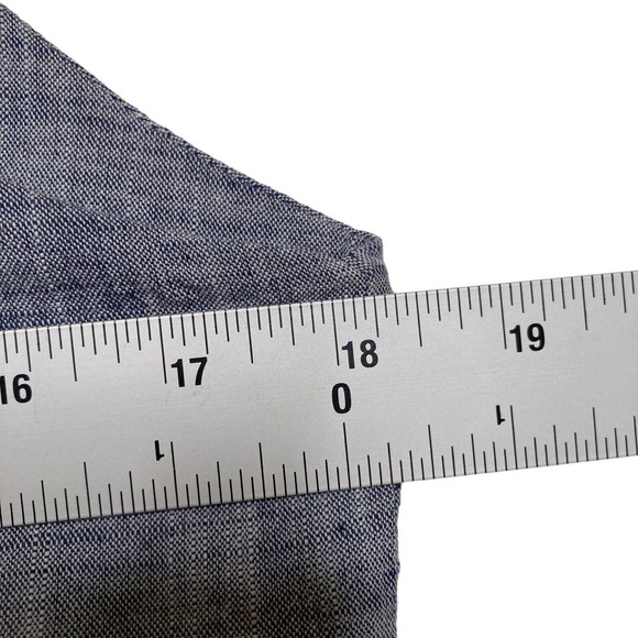 Allrow Blue Linen Cotton Blend Scalloped Sleeve Blouse Size Small - Picture 9 of 12